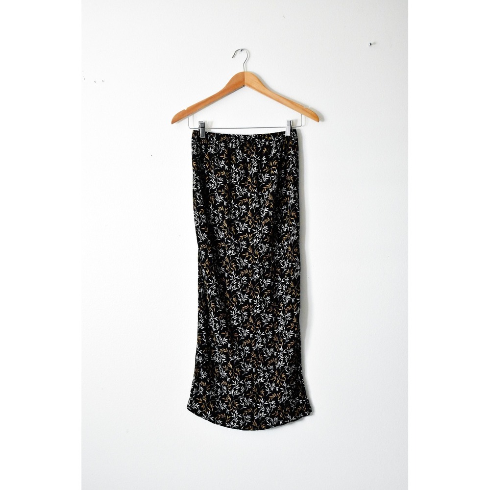 Dan Howard Maternity Maxi Skirt Women Medium Black Floral Excellent Crinkle 90s - Picture 1 of 7